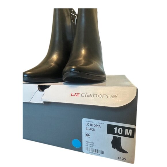 Liz Claiborne Women's Utopia Black Block Heel Booties Size 11M - Picture 3 of 14